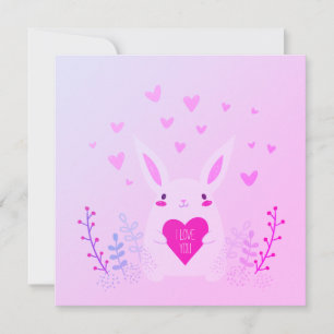 Cartão De Festividades Lindo Coelho Rosa do Dia dos Namorados Eu Te Amo