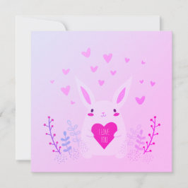 Cartão De Festividades Lindo Coelho Rosa do Dia dos Namorados Eu Te Amo