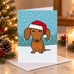 Cartão De Festividades Lindo Dachshund Papai Noel Cachorro Salsicha Natal