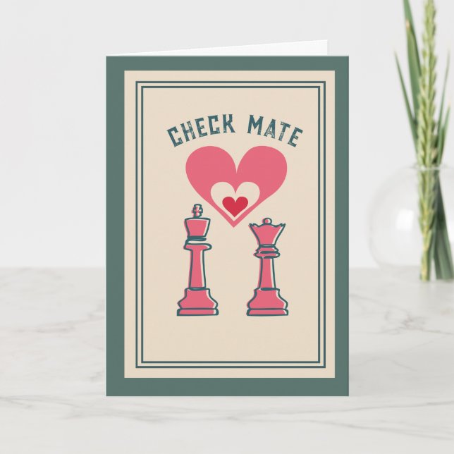 Cartão De Festividades Lindo Doce Retro Divertido Xeque-Mate Dia dos Namo (Frente)