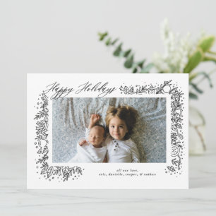 Cartão De Festividades Lindo Enfeite Nostálgico de Guirlanda de Férias