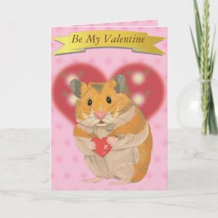 Cartão De Festividades Lindo hamster dourado segurando um coração