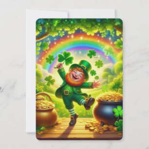 Cartão De Festividades Lindo Leprechaun mágico Dia de São Patrício