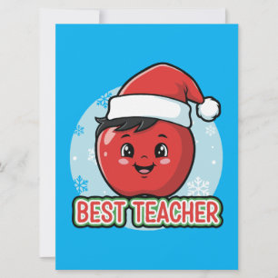 Cartão De Festividades Lindo Melhor Professor Natal Maçã Férias