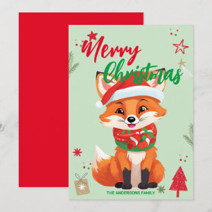 Cartão De Festividades Lindo nome de família da raposa vermelha santa do