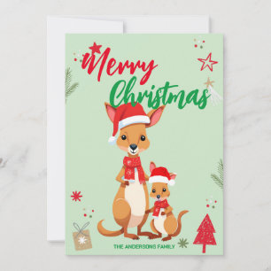 Cartão De Festividades Lindo nome de Natal de santa canguru filho MÃE