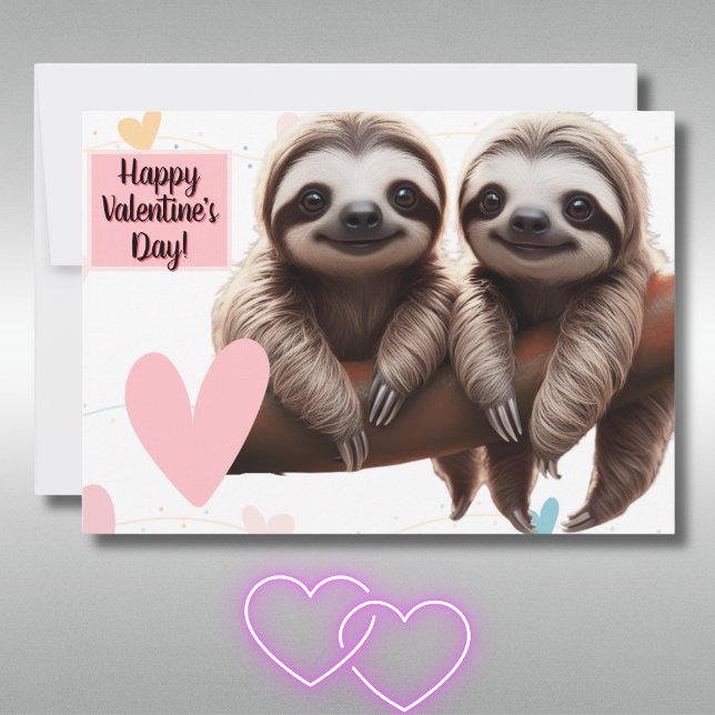 Cartão De Festividades Lindo Preguiçoso do Dia dos Namorados Amor Pendura (Criador carregado)