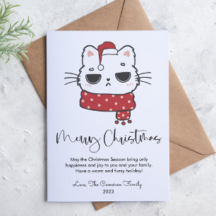 Cartão De Festividades Lindo Presente de Natal para Amante de Gato Mal-Hu