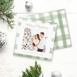 Cartão De Festividades Lindo Xadrez Verde Ginga Personalizado Natal