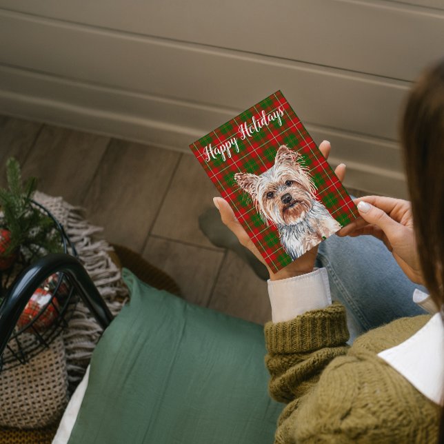 Cartão De Festividades Lindo Yorkshire Terrier de Aquarela Personalizado (Criador carregado)