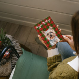 Cartão De Festividades Lindo Yorkshire Terrier em Aquarela Personalizado