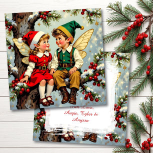 Cartão De Festividades Lindos Fadas Vintage Personalizadas para Crianças