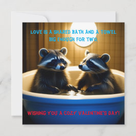 Cartão De Festividades Lindos Guaxinins na Banheira Diversão Dia dos Namo