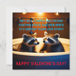 Cartão De Festividades Lindos Guaxinins na Banheira Diversão Dia dos Namo