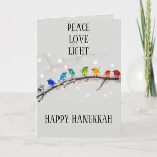 Cartão De Festividades Lindos Pássaros Paz Amor Luz Hanukkah 