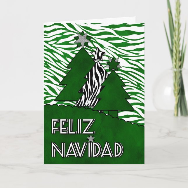 Cartão De Festividades Língua espanhola Natal Feliz Navidad Zebra (Frente)