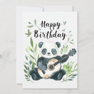 Cartão De Festividades Lingueta branca Panda tocando guitarra Aniversário