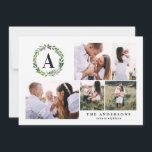 Cartão De Festividades Linha aquosa multifoto inicial<br><div class="desc">A aquarela estava cheia de fotos iniciais de Natal / cartão de feriado.</div>