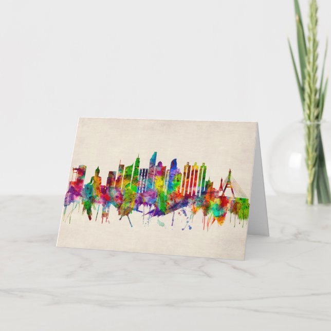 Cartão De Festividades Linha do Skyline da Tailândia em Bangkok (Frente)