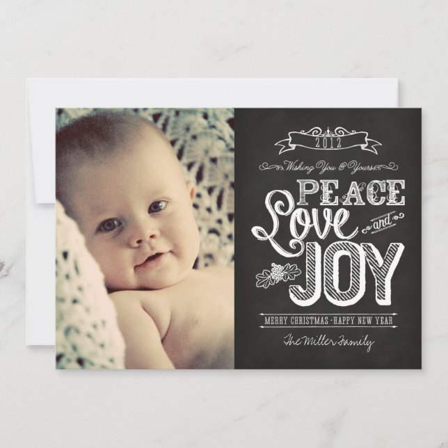 Cartão De Festividades LINK DA PLACA DE 2013 ABAIXO | Chalkboard Peace, L (Frente)