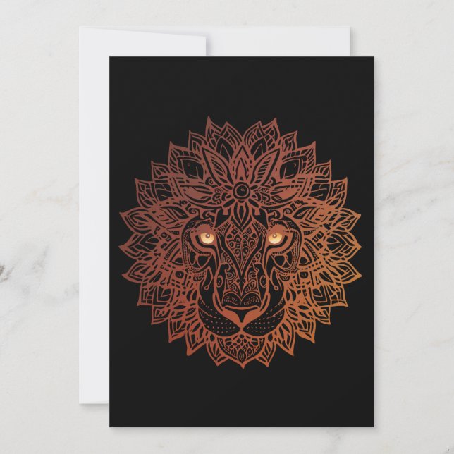 Cartão De Festividades Lion Mandala Ornamental, Lion Mandala Desenhado À  (Frente)