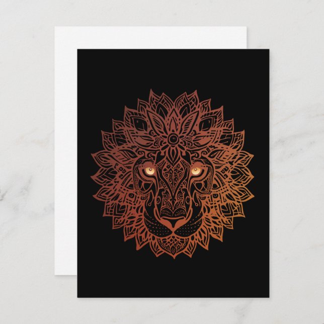 Cartão De Festividades Lion Mandala Ornamental, Lion Mandala Desenhado À  (Frente/Verso)