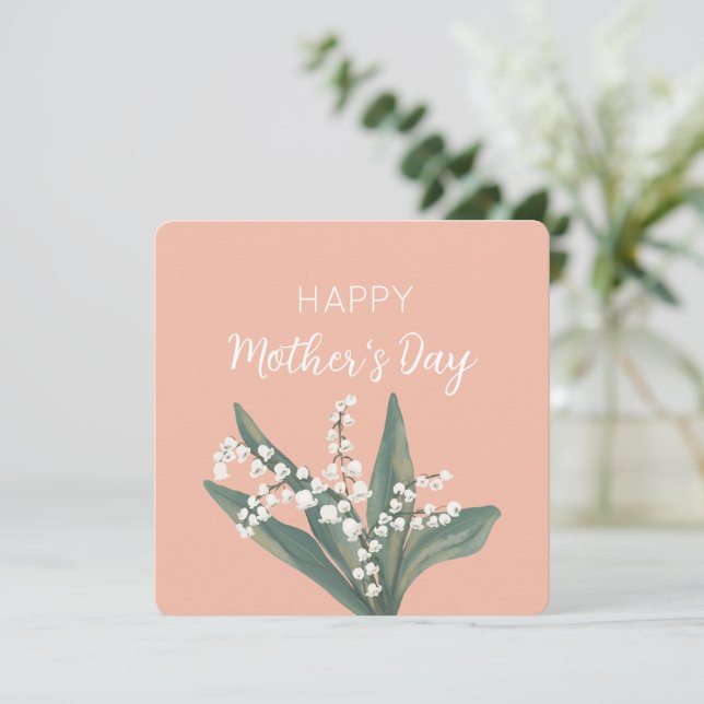 Cartão De Festividades Lírio do Vale Feliz Dia das Mães (Em pé/Frente)