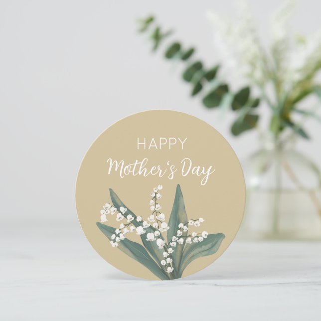 Cartão De Festividades Lírio do Vale Feliz Dia das Mães (Em pé/Frente)