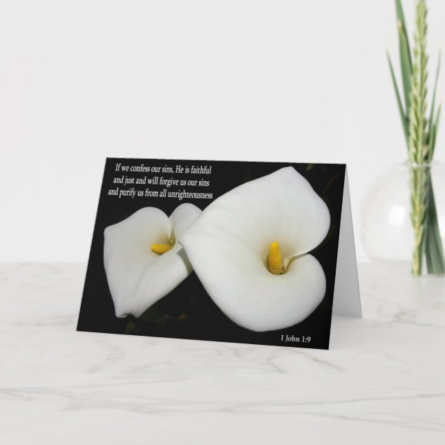 Cartão De Festividades lírios com placa de páscoa de script (Frente)