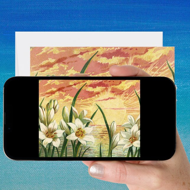 Cartão De Festividades Lírios de Páscoa do Sol e Anjos Vitorianos (Criador carregado)