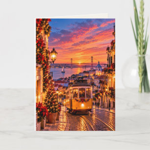 Cartão De Festividades Lisboa Portugal Natal em Branco