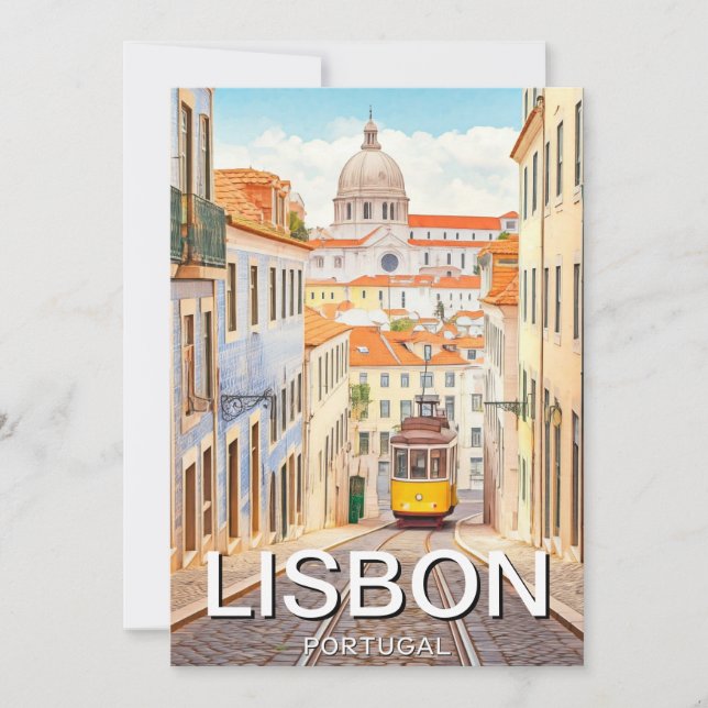 Cartão De Festividades Lisboa Portugal Pantheon Alfama Watercolor (Frente)