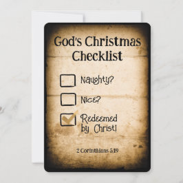 Cartão De Festividades LISTA DE CHEQUE DE NATAL DE DEUS Personalizada