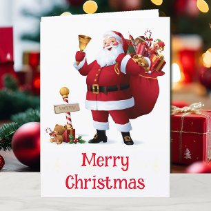 Cartão De Festividades Lista de Natal Santa Travesso Bom Nome Personaliza