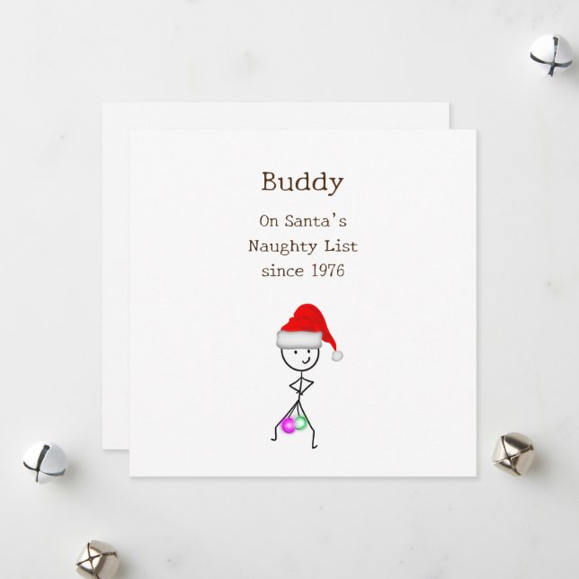 Cartão De Festividades Lista travessa de papais noeis (Frente/Verso In Situ)