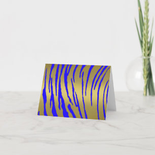 Cartão De Festividades Listras de tigre douradas azuis