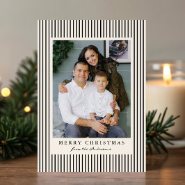 Cartão De Festividades Listras Pretas Modernas Feliz Natal 2 Fotos