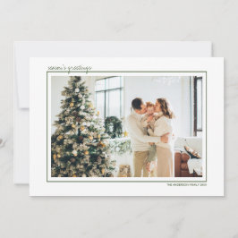 Cartão De Festividades Listras Verdes e Douradas Foto de Boas Festas