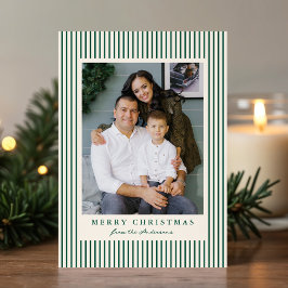 Cartão De Festividades Listras Verdes Modernas Feliz Natal 2 Fotos
