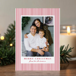 Cartão De Festividades Listras Vermelhas Modernas Feliz Natal 2 Fotos