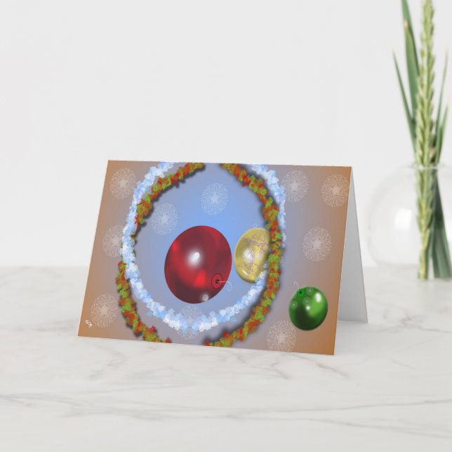 Cartão De Festividades Lites e ornamentos (Frente)