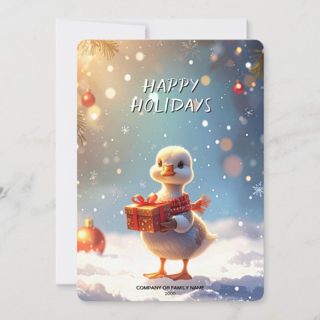Cartão De Festividades Little Duck Christmas Holiday Card (Frente)