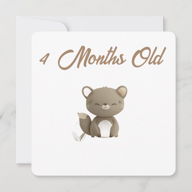 Cartão De Festividades Little Forest Friends Baby Milestone Card –4 Month (Frente)