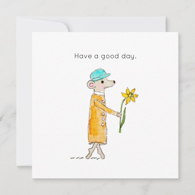 Cartão De Festividades Little Mouse With Daffodil (Frente)