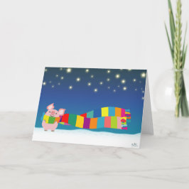 Cartão De Festividades Little Pig's Christmas greeting card