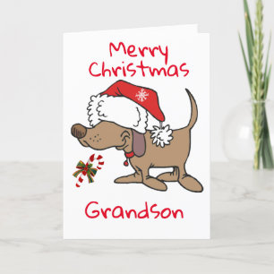 CARTÃO DE FESTIVIDADES LITTLE PUPPY SAYS **MERRY CHRISTMAS GRANDSON**