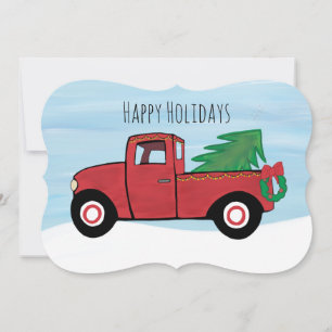 Cartão De Festividades Little Red Truck Christmas Postcard Envelope Inc.