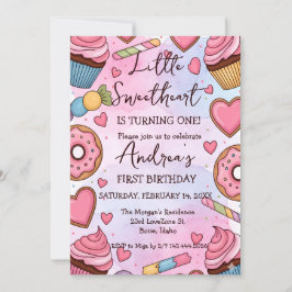 Cartão De Festividades Little Sweetheart is Turning One Valentines Birth