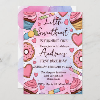 Cartão De Festividades Little Sweetheart is Turning One Valentines Birth