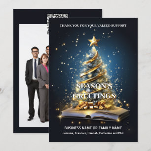 Cartão De Festividades Livro aberto da árvore de negócios de Natal DIY qr